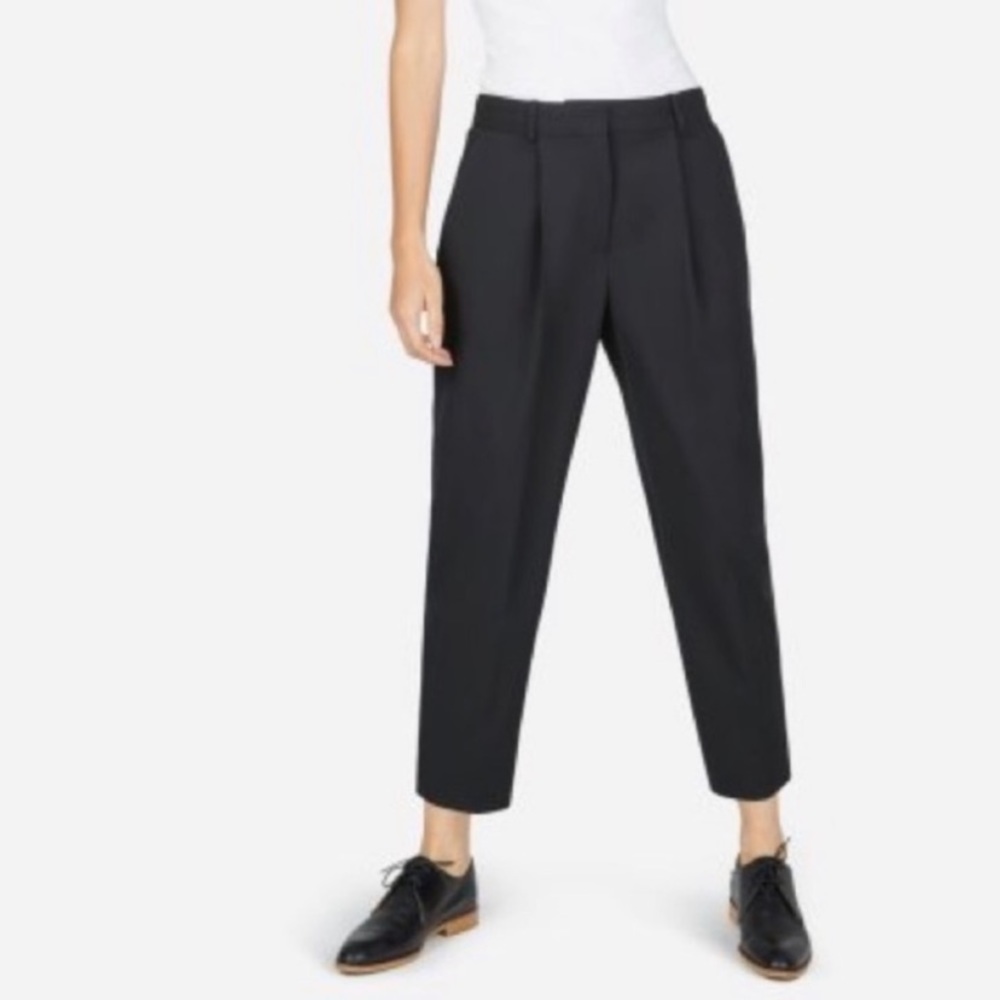Everlane High Waisted Dark Navy GoWeave Slouchy Chino Cropped Culotte Trouser 0